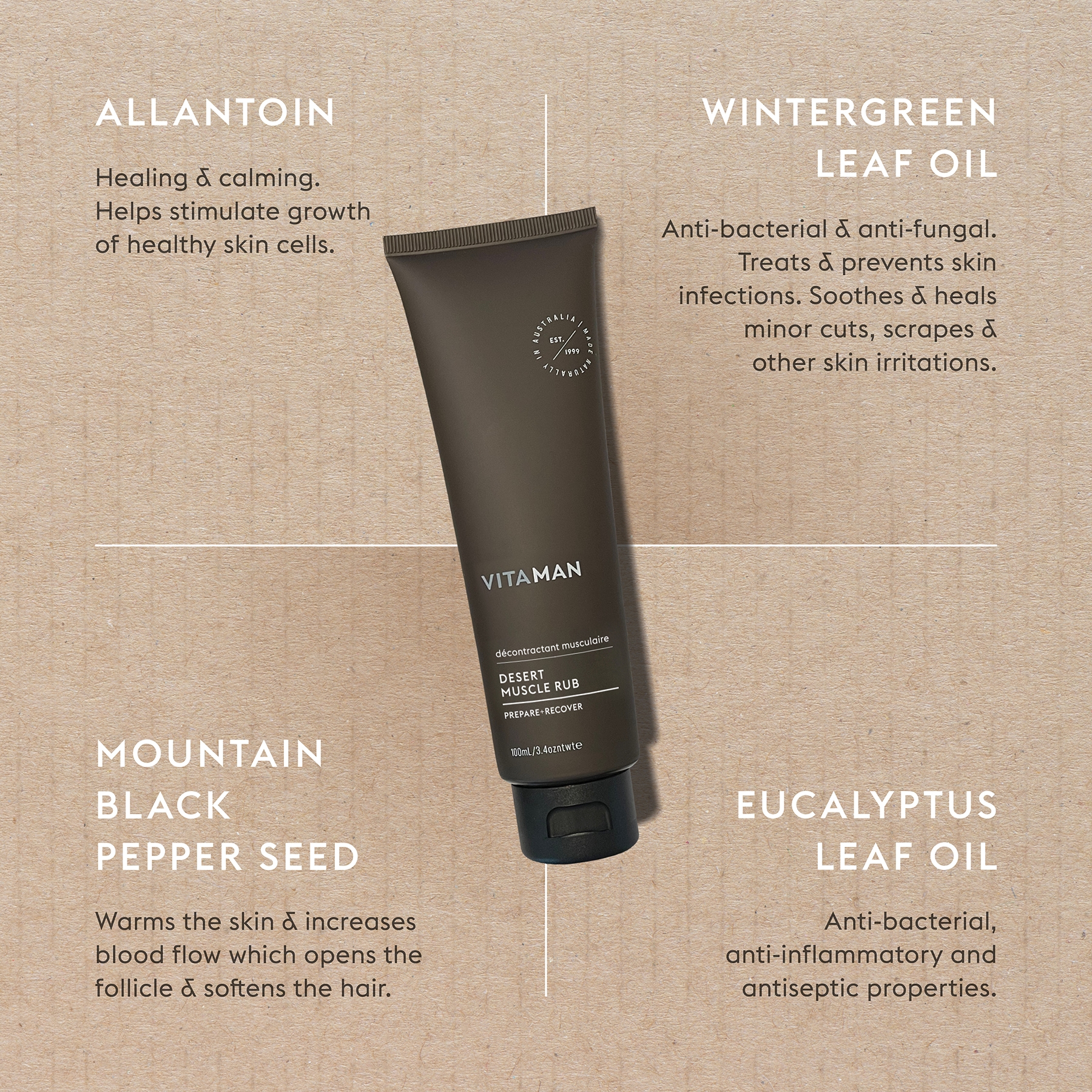 VITAMAN - Injury Repairing Desert Muscle Rub For Men 100ml - Image 4