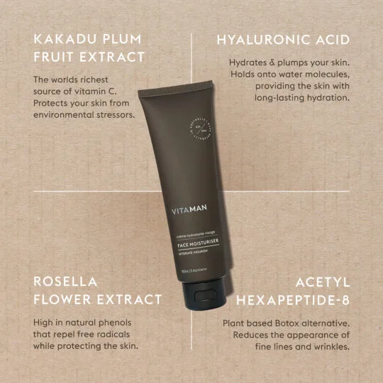 VITAMAN - Organic Face Moisturiser For Men 100ml - Image 4