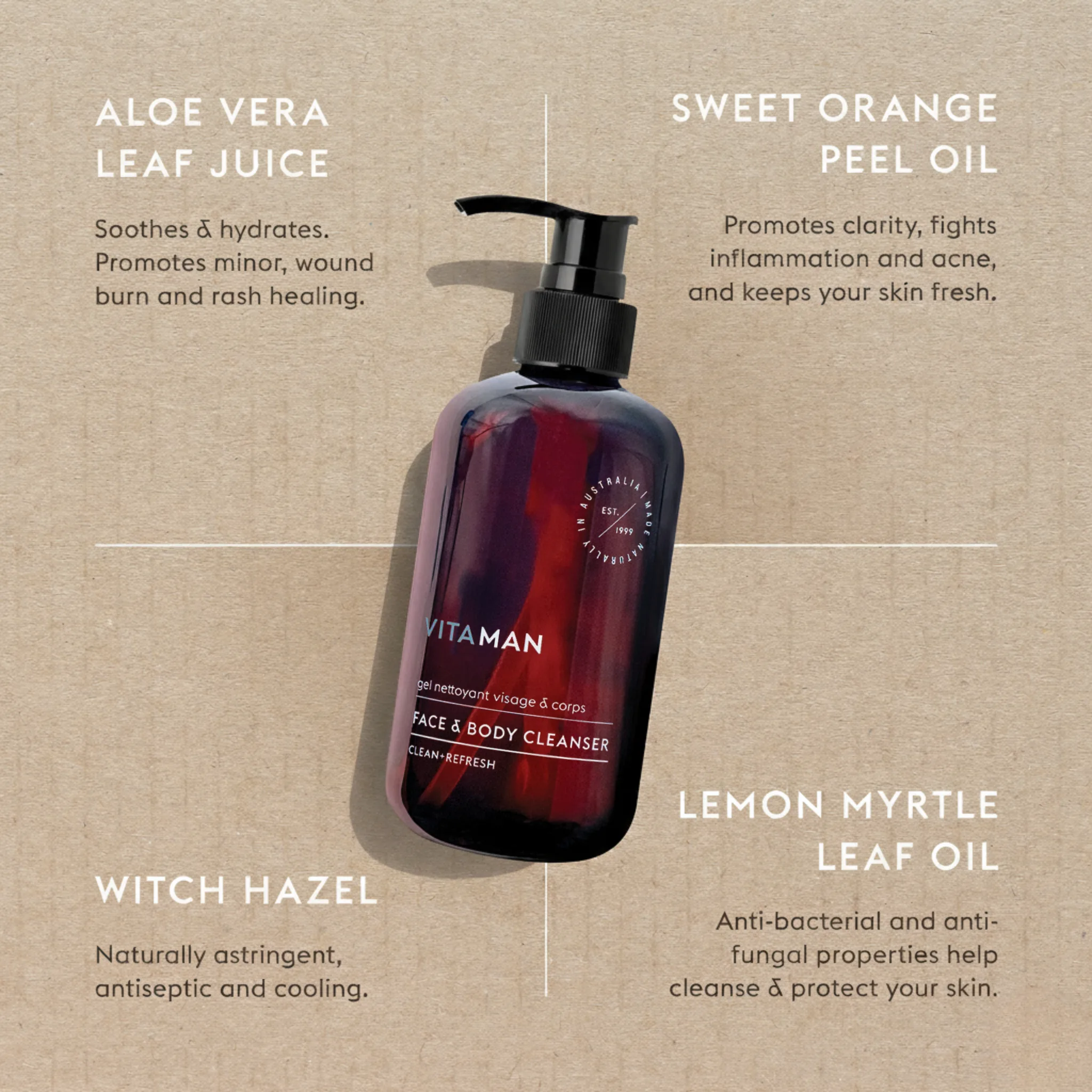 VITAMAN - Organic Face And Body Cleanser For Men 250ml - Image 6