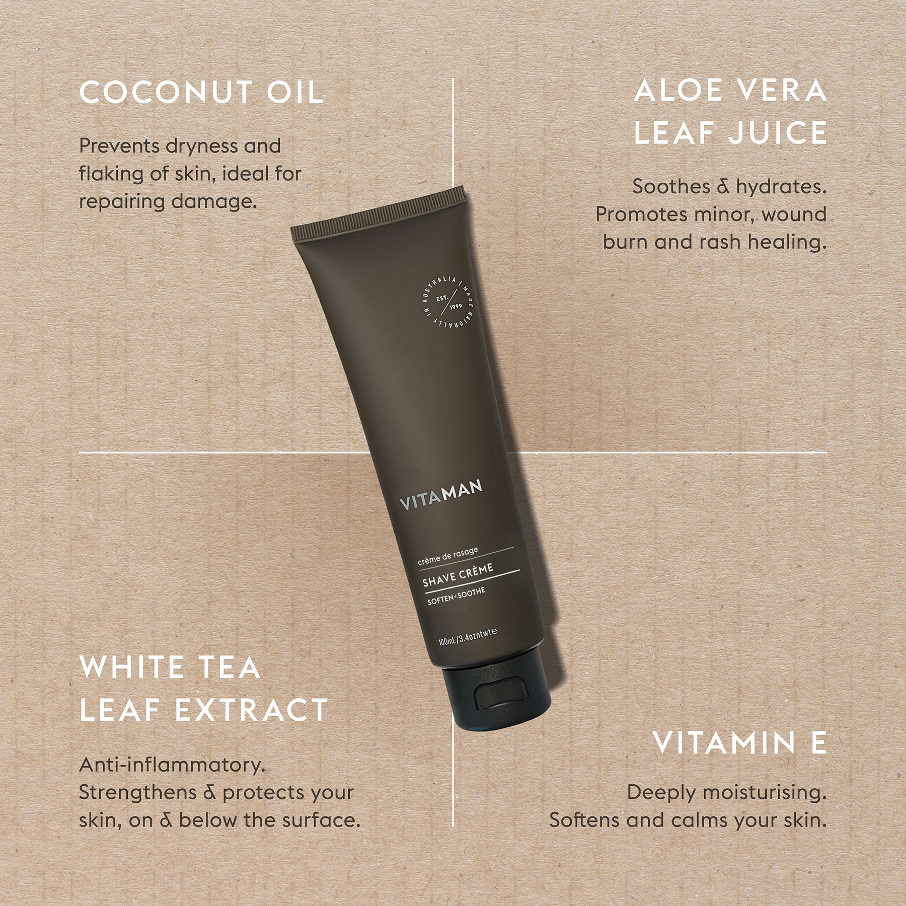 VITAMAN - Organic Shaving Cream For Men 100ml - Image 3