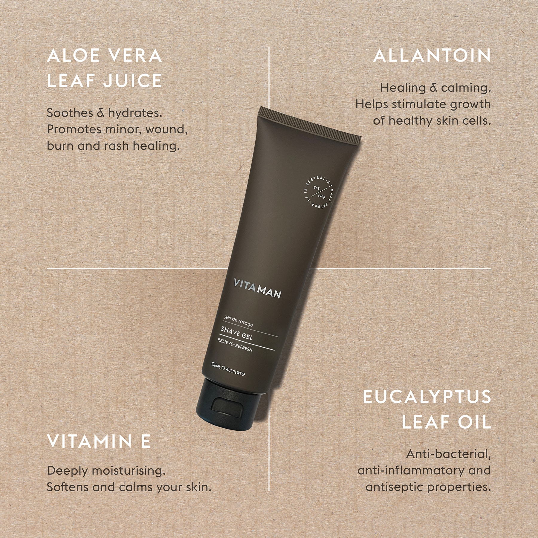 VITAMAN - Natural and Translucent Shaving Gel For Men 100ml - Image 3