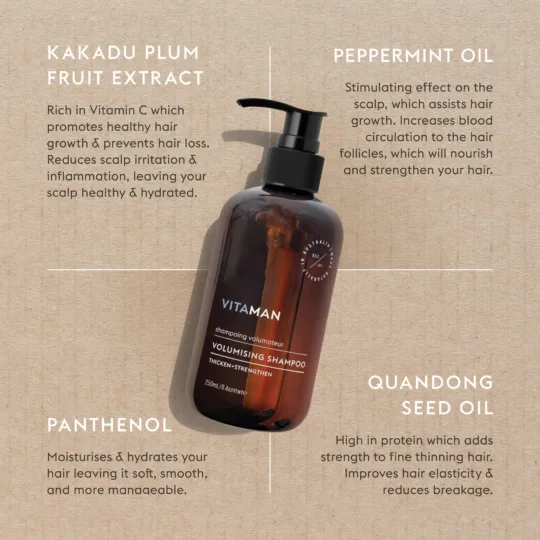 VITAMAN - Organic Volumizing Shampoo For Men 250ml - Image 5