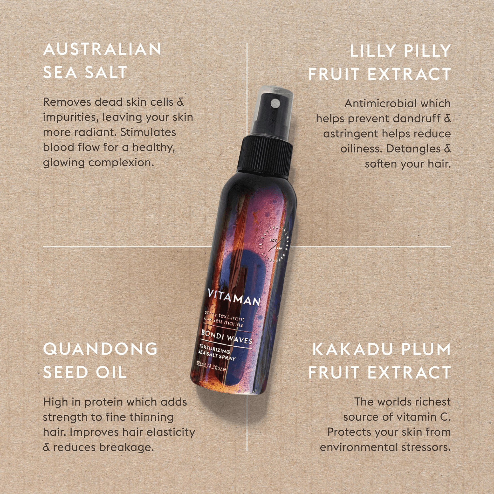 VITAMAN - Organic Beach Look Hair Spray For Men 125ml - Image 5